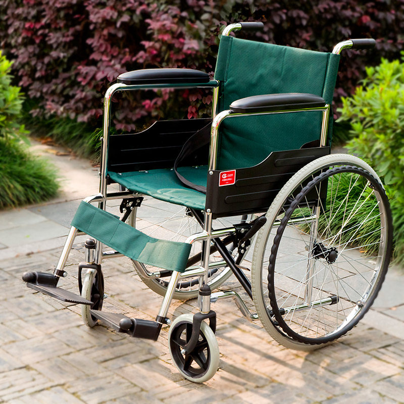 送打气筒 鱼跃轮椅 折叠轻便老人铝合金轮椅车手动代步车推车H005