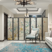  Chinese-style solid wood screen entrance partition Living room bedroom household mobile folding screen entrance door modern simple folding screen