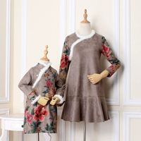 Nho cô gái nữ mùa thu và mùa đông mới sườn xám năm mới lễ hội Tang phù hợp với cô gái ăn mặc cổ điển cha mẹ-con áo gia đình