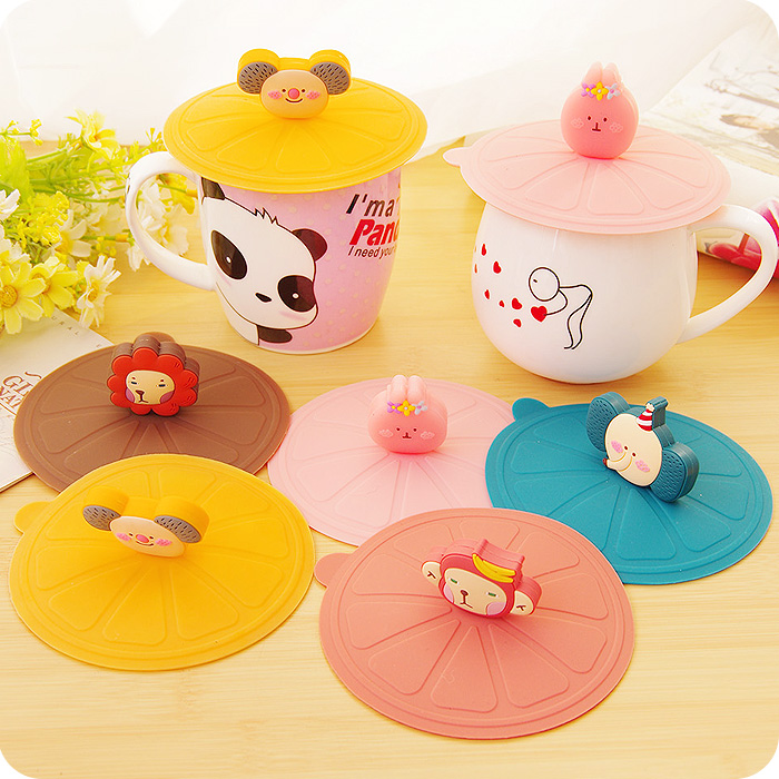 Uth Residence Cartoon Food Grade Silicone Gel Cover Creativity Leakproof Cup Lid Dust Resistant Sealing Lid