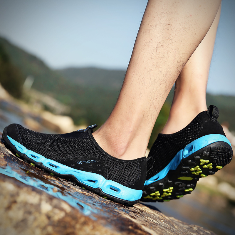Summer Anadromous Shoes Men's Shoes Outdoor Covered Water Shoes Speed Dry Mesh Surface Breathable Hiking Shoes Damping Non-slip Climbing Shoes Men