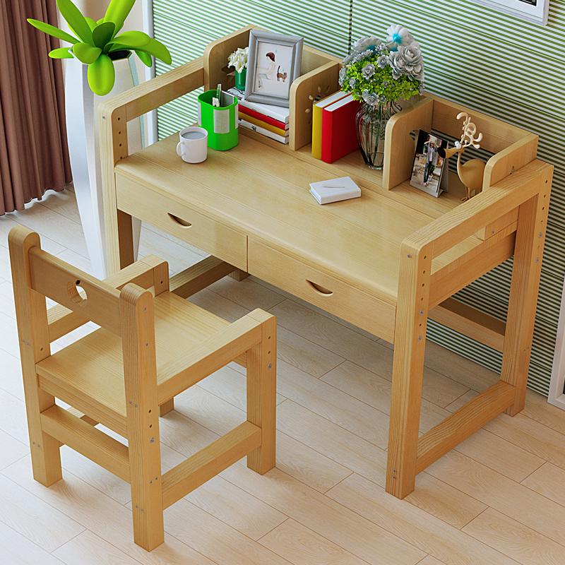 Solid wood children's learning table can lift primary school desk home desk children's desk and chair set combination