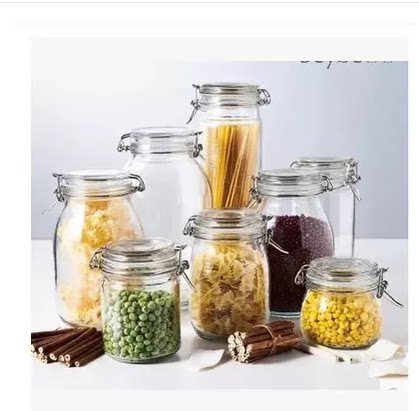 New outlet Europe and America with buckle pressed glass jars storage tank dried fruit jars Candy Jar sealed tank with lid manufacturer Direct sale