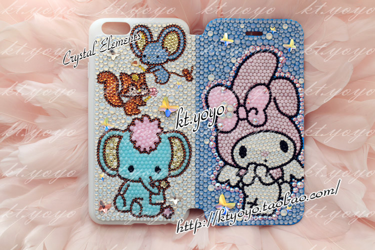 Austrian crystal IPHONEX 8 PLUS PHONE PROTECTION SHELL STICK DRILL MELODY Small Elephant Good Friend