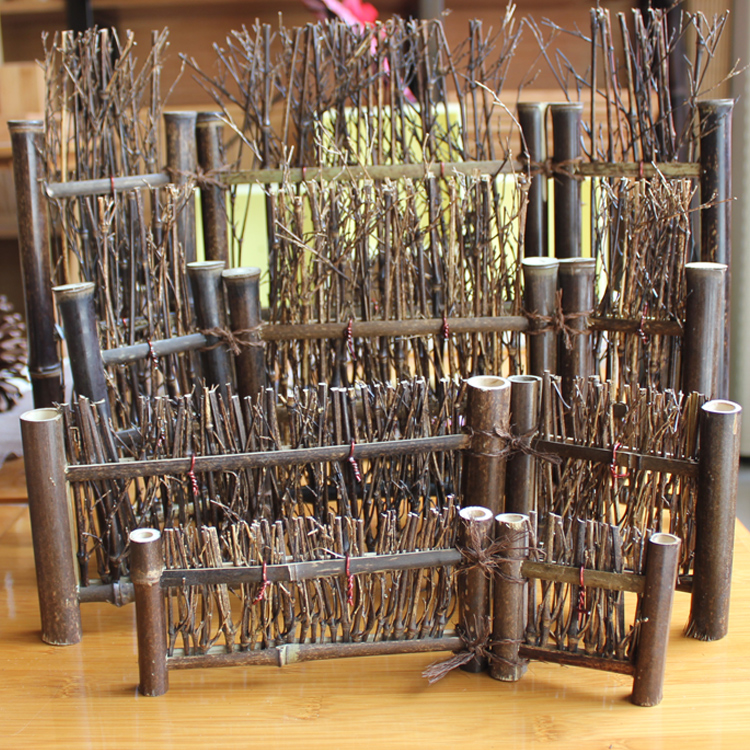 Tea Desk Desk Desktop Small Screen Swing Piece Decorations Handmade Bamboo Woven Purple Bamboo Bamboo Screen Bamboo Fence