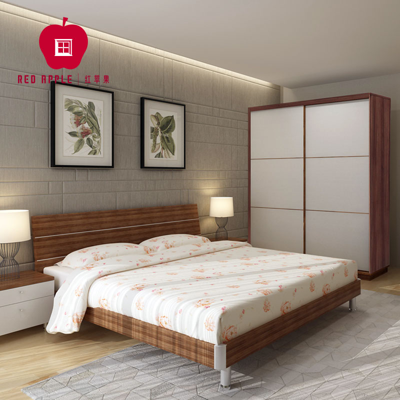 Red Apple Minimalist Bedroom Package 1 5 M Bed Wardrobe Bedside