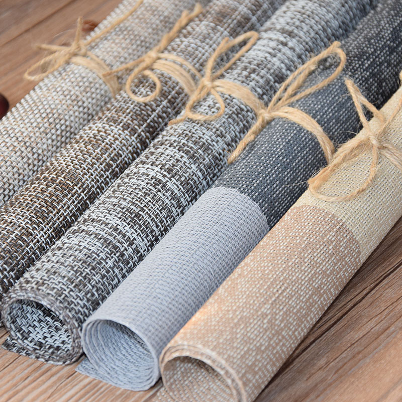 PVC placemat imitation linen table mat thermal insulation waterproof creative high-grade Japanese tableware Western tableware pad plate mat bowl mat