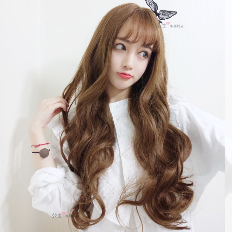 Ms Korea Thin Air Bangs Wig Long Curly Hair Big Wave Of Fluffy Fashion