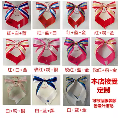 Cheerleading bow headgear aerobics multi-color three-layer hair accessories floral headdress hair ribbon ribbon cheerleading headwear