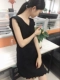 Xuân 2019 mới của phụ nữ nước hoa nhỏ ngọt ngào ngọt ngào cổ nhỏ V cổ tay không khí đầm đen - váy đầm