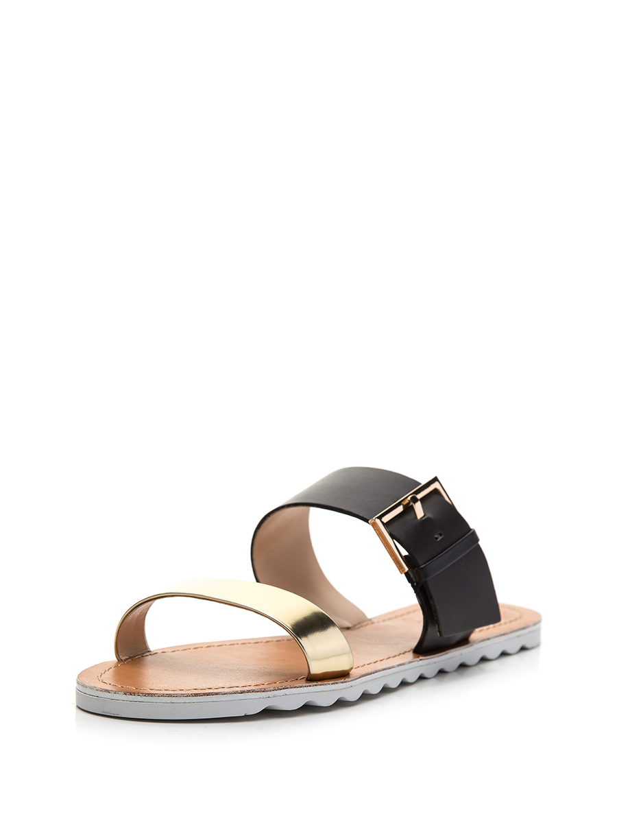 VINCE CAMUTO 黑金拼色针扣搭带凉拖