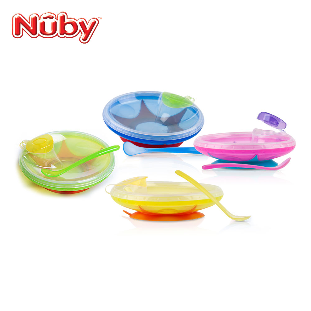 美国Nuby_努比 婴儿宝宝儿童餐具注水保温安全固定吸盘碗-