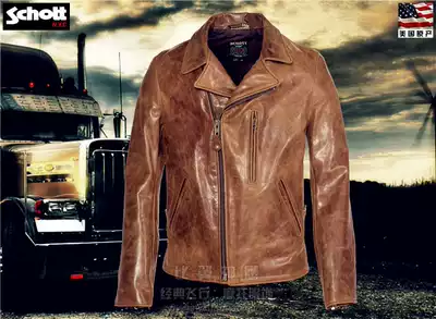 Schott NYC American vintage head wax cowhide leather postman cable-stayed motorcycle flying leather jacket #508