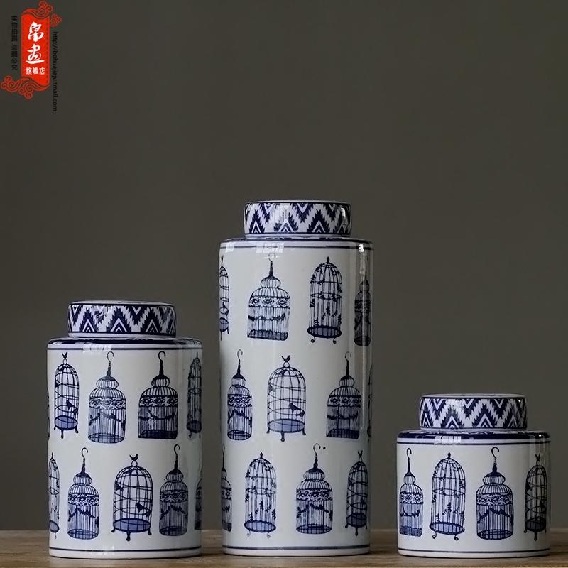 The sitting room porch ark place jingdezhen blue and white porcelain home decoration drum example room decoration ceramic pot