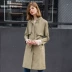 Bi Shufu Fu mùa thu mới của phụ nữ đứng cổ áo dài tay retro dài áo thủy thủ mỏng - Trench Coat