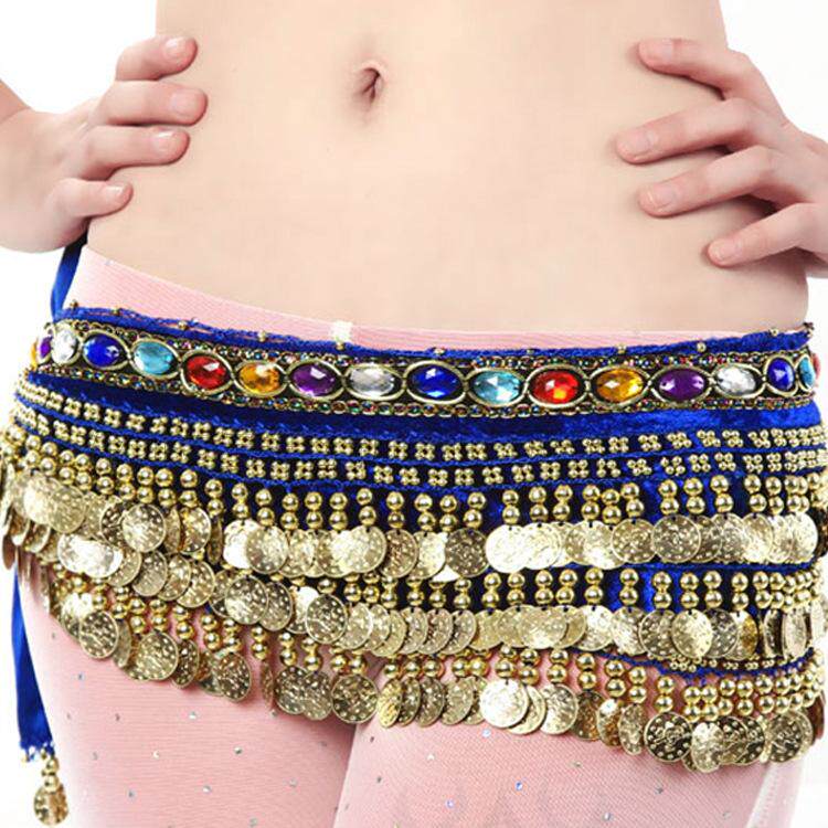 Belly Leather Dance Waist Chain Single Row Diamond Gemstone Three Floors 248 Coin New Special Price Indian Dance Waist Seal