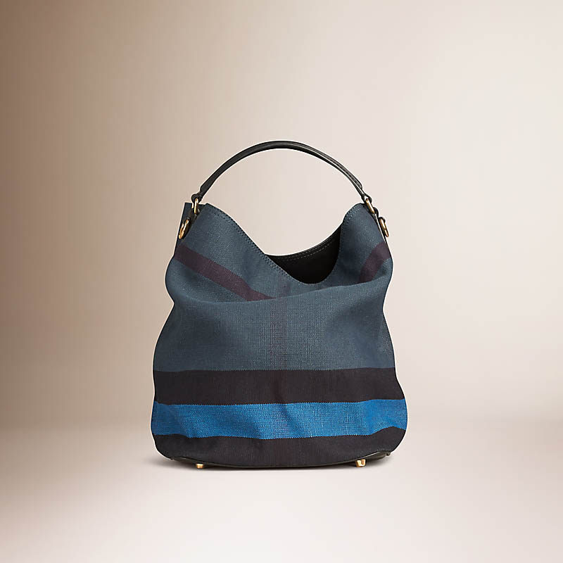 BURBERRY/博柏利中号套染Canvas格纹拼皮革艾仕贝手袋 40125611