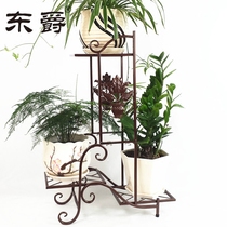 European-style living room multi-layer flower rack Indoor balcony Simple floor-to-ceiling fleshy green dill hanging orchid flower rack flower pot rack Flower few