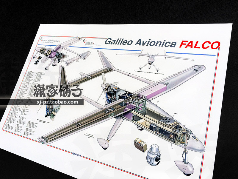 Italian Galileo Avionics Falco Tactical UAS Drone Drawing Poster Section View
