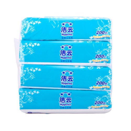 洁云 加韧系列压花卫生 面巾纸200张x18包 软柔平板草纸新品