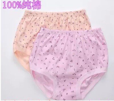 5 pairs of plant flowers, large weight lady middle and elderly mother pure cotton fat large waist underwear