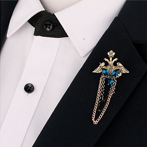 Star ● Comeback Ancient Czar Double Headed Eagle Sapphire Stream SuChain Collar Needlegown Chest Stitch Western Suit Chest Badge Positive Dress Badge