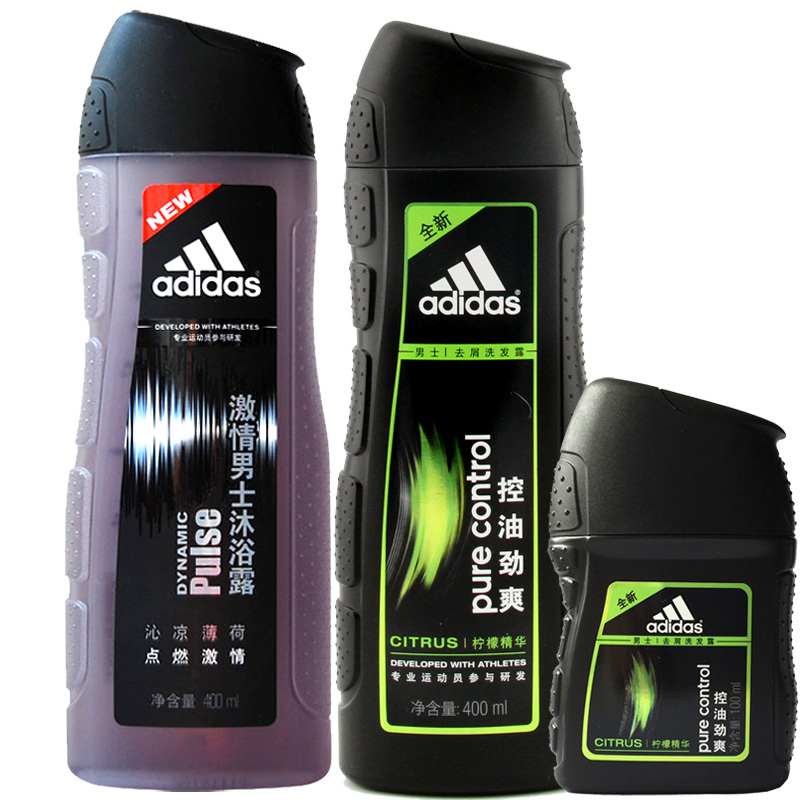 阿迪达斯adidas男士激情沐浴露400+控油劲爽洗发水400ml洗护套装