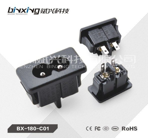AC eight-character power socket C8 DB-14-T-6A-S Binxing BX-180-C01 with buckle wiring 28X16