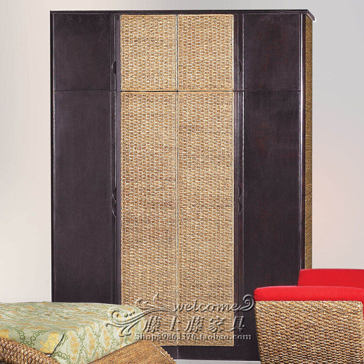 Rattan Rattan Rattan Wardrobe Four Door Wardrobe Flat Sliding Door Wardrobe Rattan Art Furniture Rattan Wardrobe 4 Doors