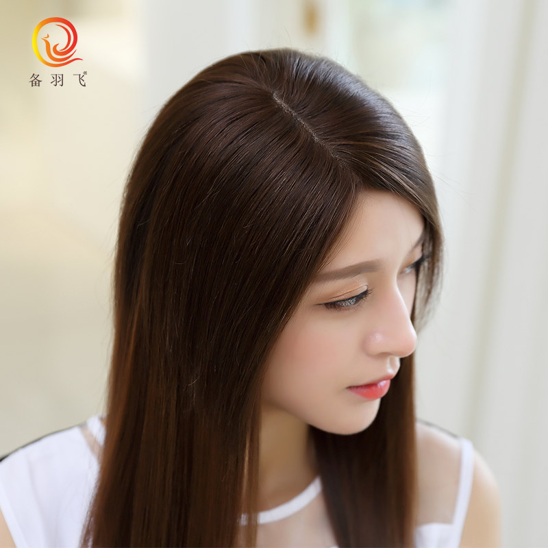备羽飞 真发女士头顶补发块 手织发顶补发片 女 假发刘海片