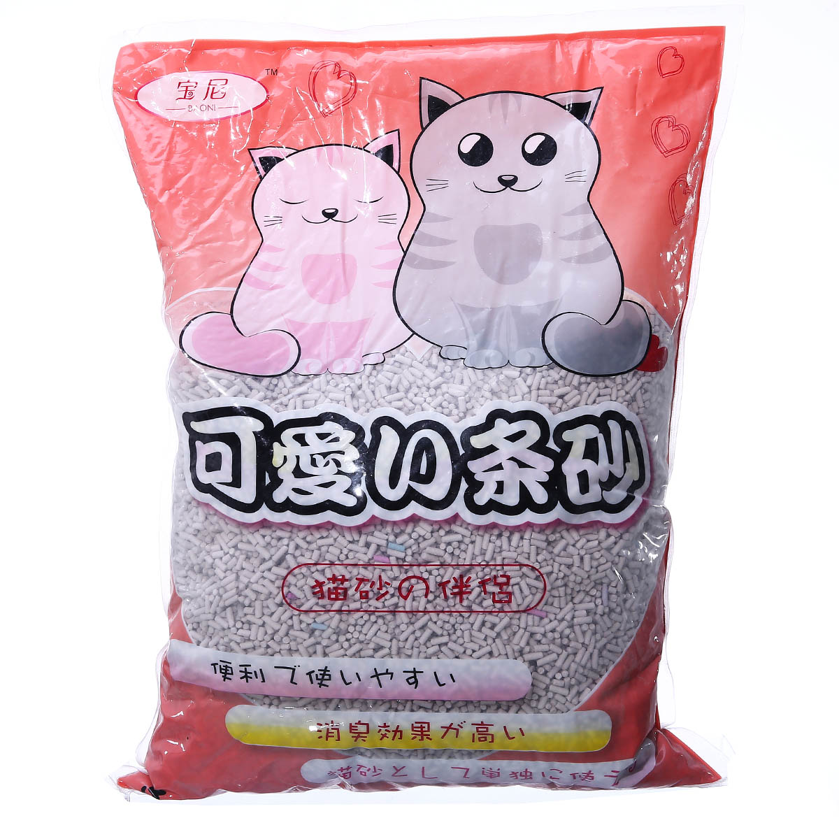 宠物用品 宝尼可爱膨润土条状迅速结团 除臭猫砂5kg 结团宠物猫沙
