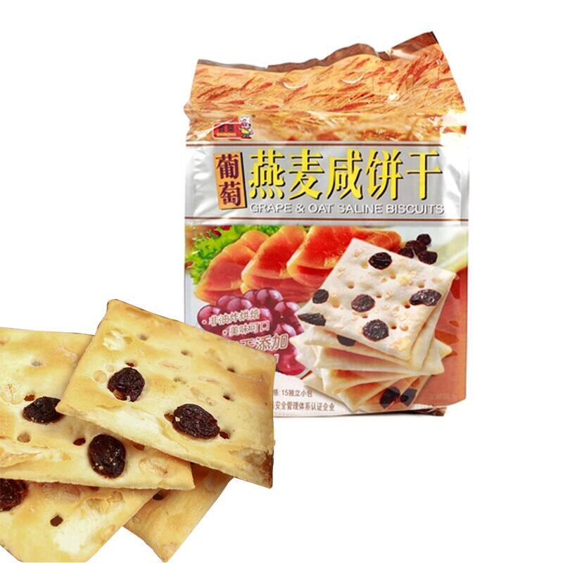 【天猫超市】百荣 葡萄燕麦咸饼干400g 独立小包 休闲零食 饼干