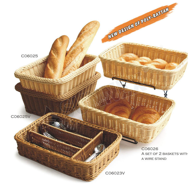Hot Sell Double Bread Basket Fruit Basket Multilayer Cake Refreshment Nursery Imitation Vine Woven Bamboo Basket Eurostyle Creativity