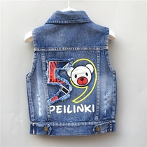 2018 Spring and Autumn Womens Wear Baby Horse Clip Cowboy Cowboy Vest Top Jacket Cartoons