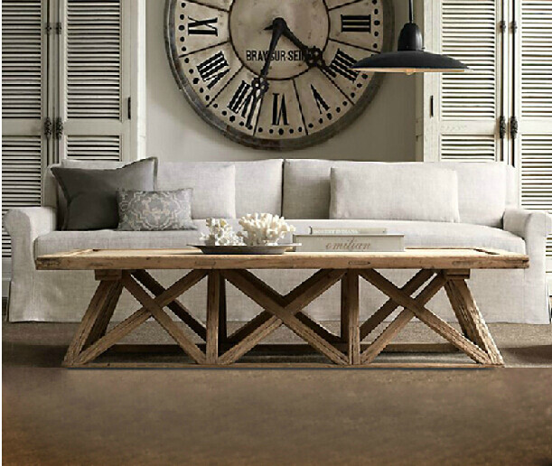 Custom-made American simple combination solid wood sofa double natural linen sofa chair high rebound sponge retro sofa