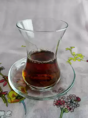 Imported glass Turkish black tea cup tulip cup with saucer 150ml