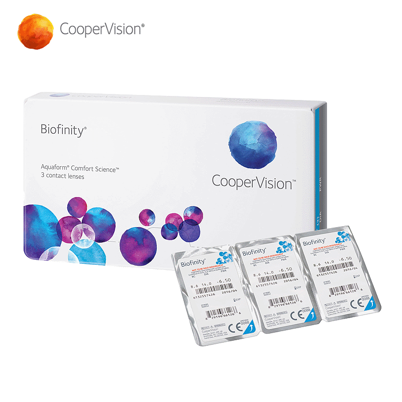 库博佰视明Biofinity硅水凝胶近视隐形眼镜月抛3片装