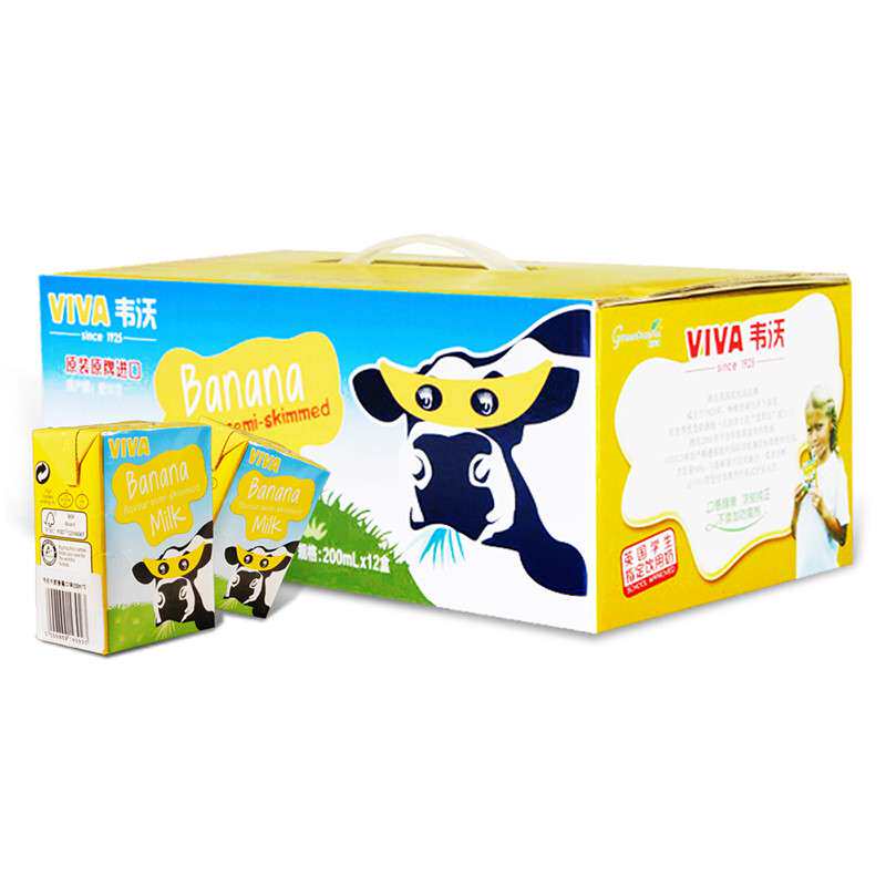 【苏宁易购】韦沃牛奶（香蕉口味） 200ml*12盒