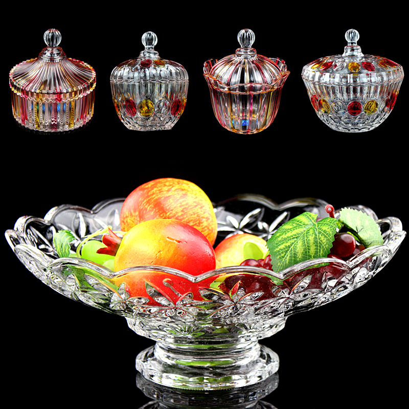  Fashion glass sugar jar color simple storage jar sugar jar snack jar can candy jar fruit plate fruit bucket