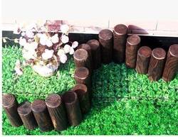 Solid Wood Carbonized Anti-Corrosion Round Wood Fence with Wooden Pickets for Garden Enclosure, Round Wood Stakes for Gardening