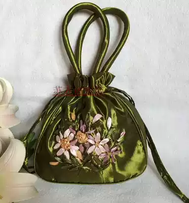 Handmade Ribbon Embroidered Handbag Thick Thick Hand bag Mom Buy Vegetable Bag Happy Sugar Bag Wholesale