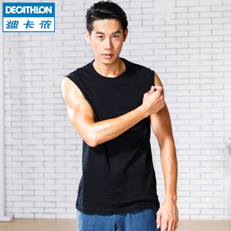 迪卡侬 背心 男士大码宽松全棉柔软舒适汗衫无袖T恤DOMYOS MA