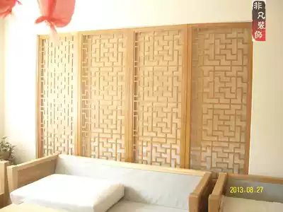 Solid wood lattice Wooden lattice entrance partition ceiling ceiling solid wood carved screen size can be customized