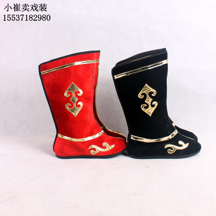 Play drum boots Drama Ethnic Change Face Dance Performance Cartoon General Soldiers Warrior Men Men And Women Chaetyo Shoes Long Barrel Boots