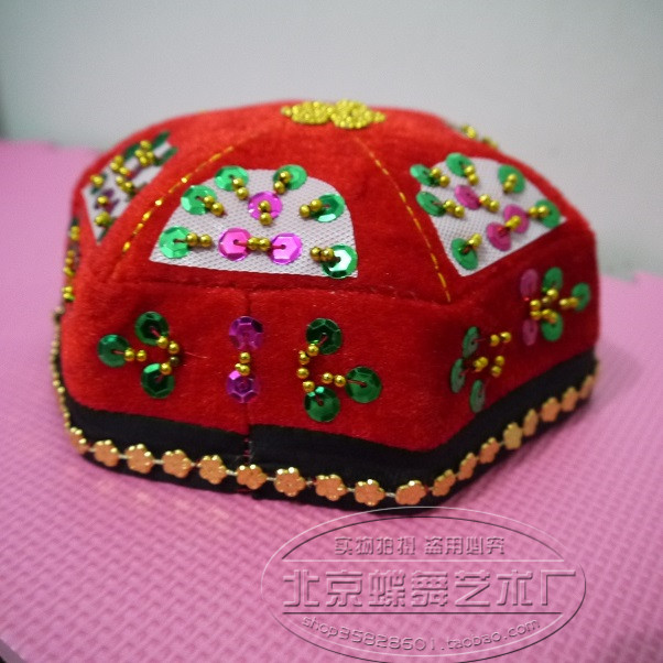 Dimensional Hood Xinjiang Hexagonal Cap Small Flower Hat Dance Hat Folk Dance Clothing National Headwear Performance Hat