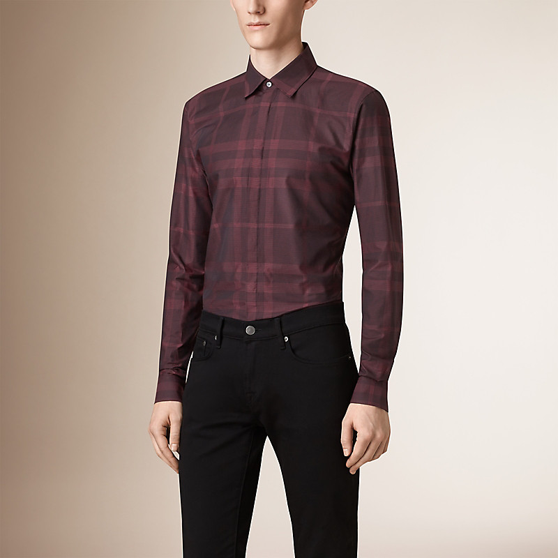 BURBERRY/博柏利修身剪裁格纹棉质衬衫 39847321
