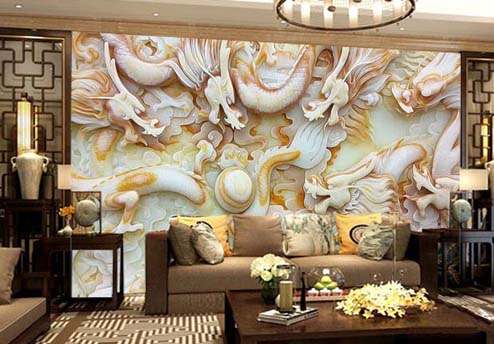 Sofa background wall Ceramic 3D background wall TV background Ceramic carving porch aisle Kowloon test beads