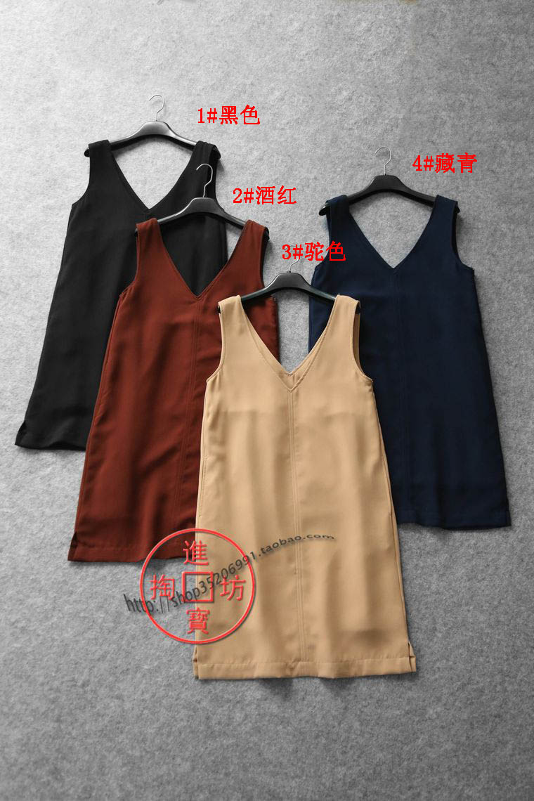 S056C 0719 autumn and winter new simple western style double V-neck straight vest vest skirt