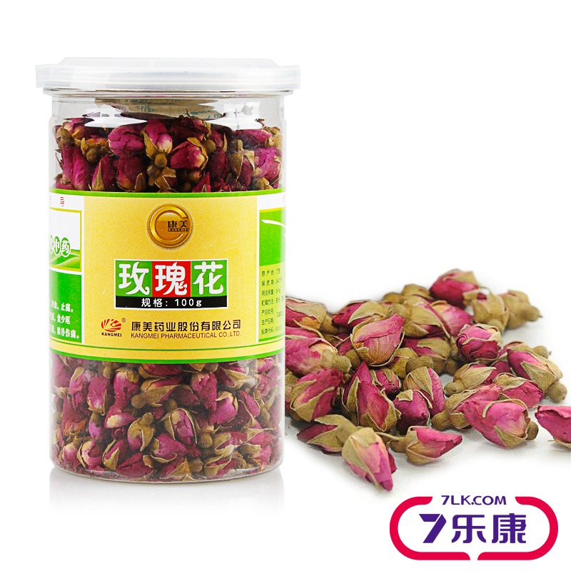 康美玫瑰花茶 红玫瑰茶花草茶 100g瓶装