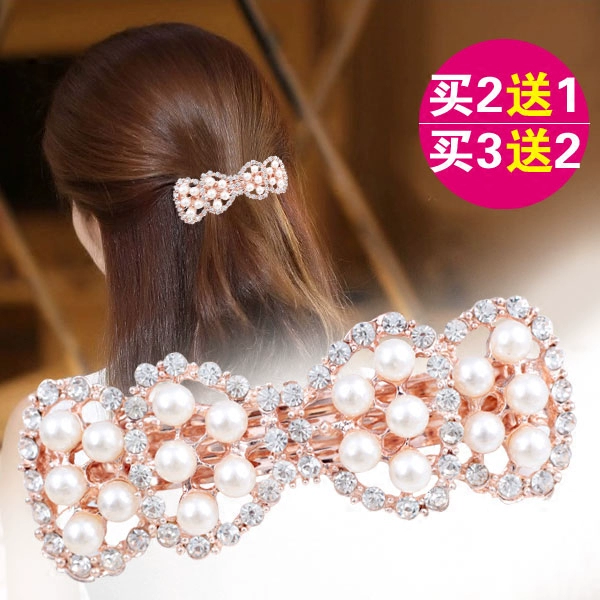 Nhật Bản và Hàn Quốc kẹp mùa xuân đầu kẹp rhinestone lớn kẹp tóc tấm kẹp tóc nơ thắt nút đuôi ngựa kẹp vừa ngang kẹp trang sức ngọc trai - Vòng đeo tay Cuff